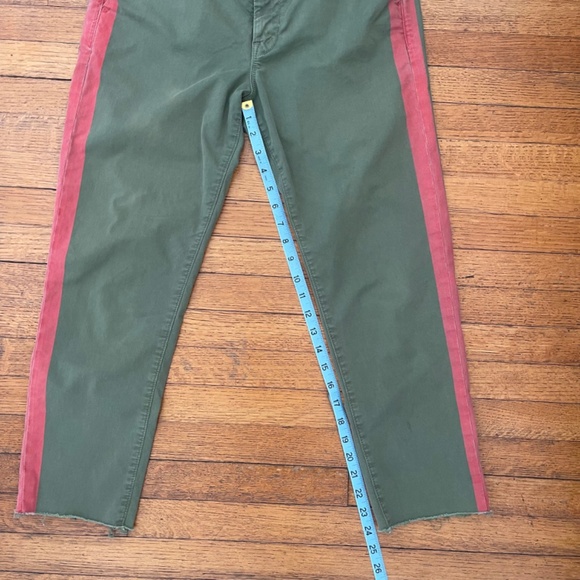 MOTHER Women's Pants The Shaker Prep Fray Cropped Chinos Fatigue & Red Size 28 - Picture 9 of 10